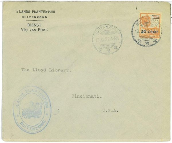 93719 - DUTCH INDIES Indonesia  POSTAL HISTORY - SINGLE stamp COVER to USA 1922