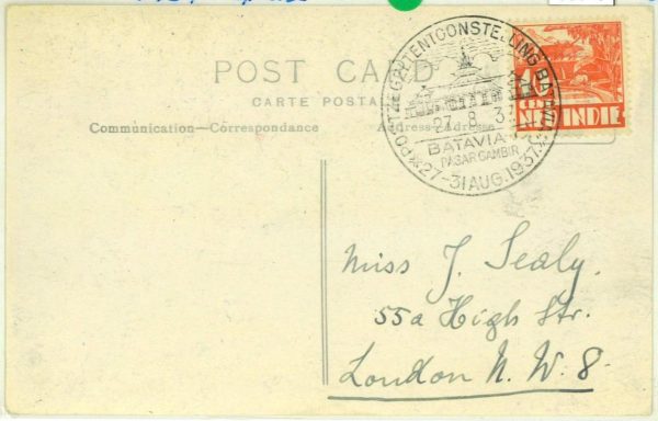 93670 - DUTCH INDIES Indonesia - POSTAL HISTORY - Special postmark on POSTCARD