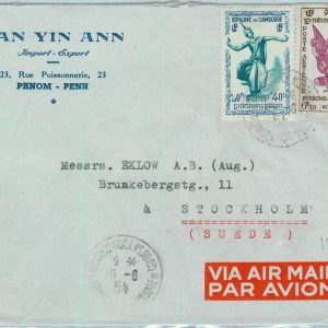 91206 -  CAMBODIA  Cambodge - Postal History - AIRMAIL COVER to SWEDEN  194