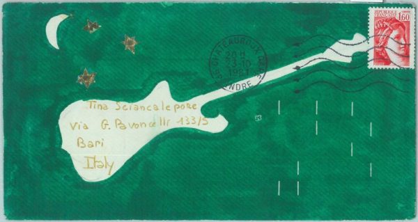 86755 - FRANCE - POSTAL HISTORY - MAIL ART hand painted Cover 1981 MUSIC  Guitar