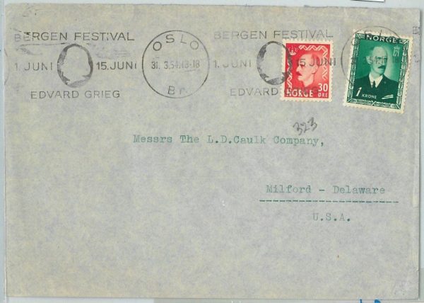 66619 - NORWAY - POSTAL HISTORY - Postmark on COVER : MUSIC 1954