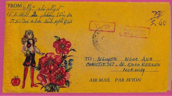 ag1535 - VIETNAM - Postal History - Air Mail COVER to NORWAY 1980's