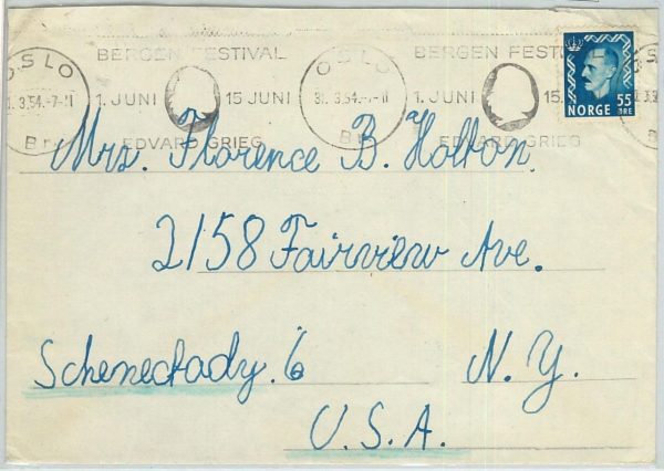 66618 - NORWAY - POSTAL HISTORY - Postmark on COVER : MUSIC 1954