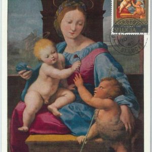 81391  - ST LUCIA - Postal History -   MAXIMUM CARD -  Art RELIGION  1967