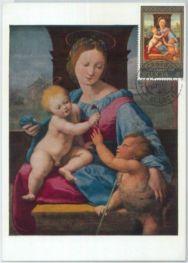 81391  - ST LUCIA - Postal History -   MAXIMUM CARD -  Art RELIGION  1967