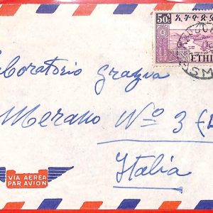aa0190  - ETHIOPIA - POSTAL HISTORY - AIRMAIL COVER to ITALY  1954