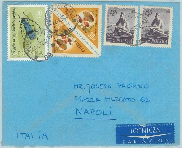 67415 - POLAND - Postal History -  COVER to ITALY 1962 -  MUSHROOMS Funghi SETAS