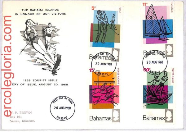 ai3840 - Bahamas - POSTAL HISTORY -  FDC - GOLF Water Skiing SAILING - 1968