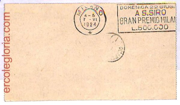 ai3861 - Italy - POSTAL HISTORY - Postmark on  Stationery - Horse Racing 1924