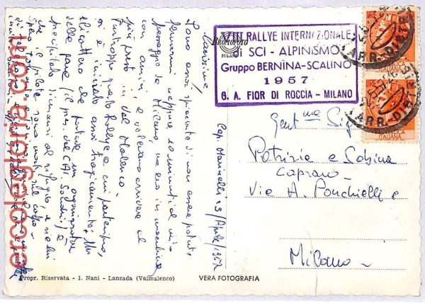 ai3873 - Italy - POSTAL HISTORY -  POSTMARK on Postcard - SKIING - 1957