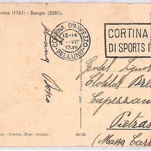 ai3875 - Italy - POSTAL HISTORY -  POSTMARK on Postcard - SKIING - 1937