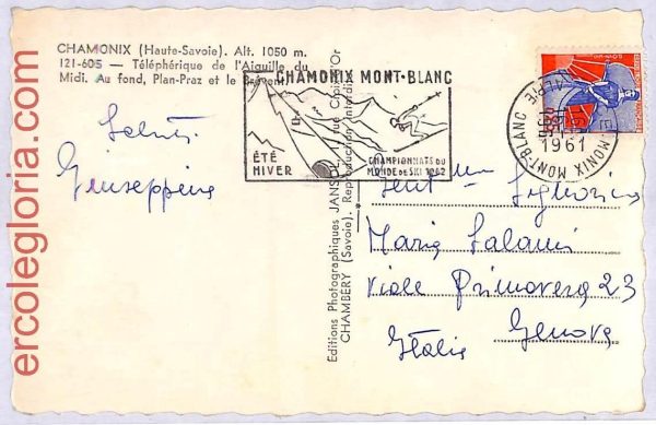 ai3878 - FRANCE - POSTAL HISTORY -  POSTMARK on Postcard - SKIING - 1961
