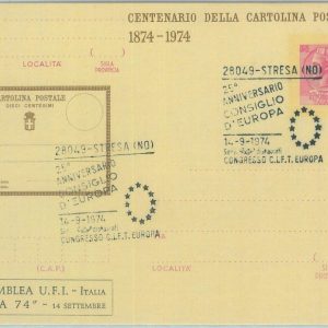 86651 - ITALY - POSTAL HISTORY - postmark on  Stationery Card 1974  EUROPA