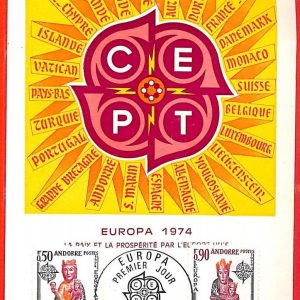 aa0380 - French  ANDORRA - POSTAL HISTORY -   Maximum Card:  EUROPA CEPT 1974