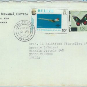 84364 - BELIZE - Postal History -  COVER  to ITALY  1979 - AVIATION butterflies