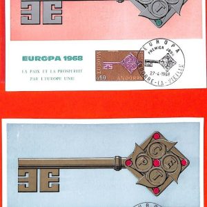 aa0382 - French  ANDORRA - POSTAL HISTORY -  2  Maximum Cards:  EUROPA CEPT 1968