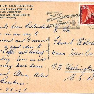 ai3349 - Liechtenstein -  POSTAL HISTORY - Postcard - Red Cross - 1964