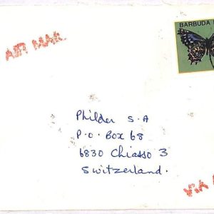 ai3393 -  Barbuda - POSTAL HISTORY - Air Mail Cover- Butterflies-1985