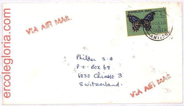 ai3393 -  Barbuda - POSTAL HISTORY - Air Mail Cover- Butterflies-1985