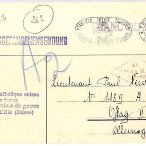 ai3348 - Switzerland -  POSTAL HISTORY -   Belgian POW - 1942 Red Cross