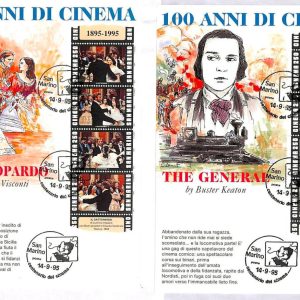 ai3307 - SAN MARINO - POSTAL HISTORY - Set of 4 MAXIMUM cards - CINEMA - 1995