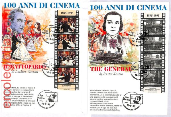ai3307 - SAN MARINO - POSTAL HISTORY - Set of 4 MAXIMUM cards - CINEMA - 1995