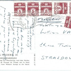 70881 - DENMARK - Postal History - FERRYBOAT postcard w/ PAQUEBOT postmark 1957