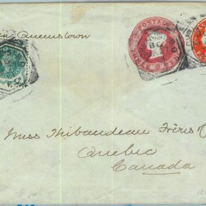 BK0876  - GB - POSTAL HISTORY -  STATIONERY COVER  to CANADA with ADDED FRANKING