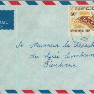 94532  - LAOS -  Postal History -  Airmail  COVER 1965  - FAUNA Butterflies MOTH
