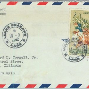 94553 - LAOS - Postal History - AIRMAIL COVER 1962  LEGENDS elephants LUANG PRAB