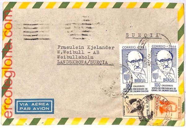 ai3500 - BRAZIL - POSTAL HISTORY - Air Mail Cover - Judaica  - 1966