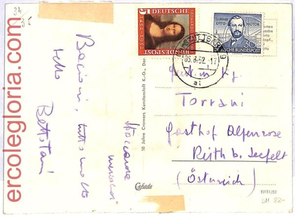 ai3503 - Germany -  POSTAL HISTORY - Postcard - ART,Leonardo da Vinci - 1952