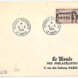ai3514 - France -  POSTAL HISTORY - Cover  - Esperanto - 1954