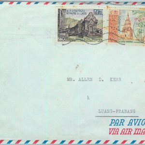 94488 - LAOS -  Postal History -  AIRMAIL COVER 1962  - ARCHITECTURE