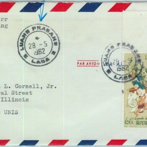94554 - LAOS - Postal History - AIRMAIL COVER 1962  LEGENDS elephants LUANG PRAB