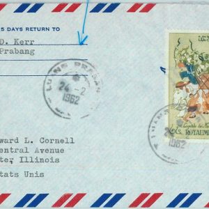 94557 - LAOS - Postal History - AIRMAIL COVER 1962  LEGENDS elephants LUANG PRAB