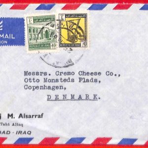 aa4097 - IRAQ - POSTAL HISTORY - AIRMAIL  COVER to DENMARK  1968  Music