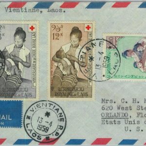 94651 - LAOS - Postal History - AIRMAIL to  USA 1959 - UNESCO Medicine RED CROSS