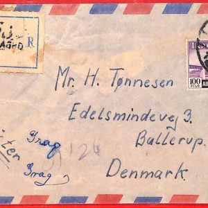aa4077 - IRAQ - POSTAL HISTORY - Registered COVER to DENMARK  1960