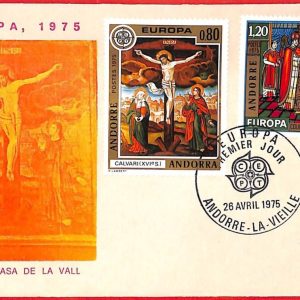 aa0378 -  ANDORRA - POSTAL HISTORY - FDC COVER  EUROPA CEPT 1975  Art RELIGION