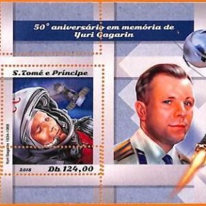 A6653 - SAO TOME & PRINCIPE, ERROR, 2018 MISSPERF SOUVENIR SHEET: Space, Gagarin