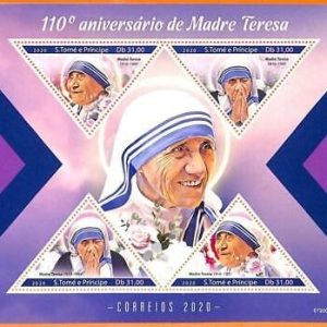 A6695 - SAO TOME & PRINCIPE, Error 2020 MISSPERF MINIATURE SHEET: Mother Theresa