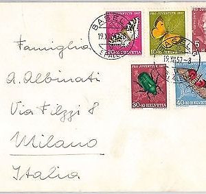 BUTTERFLIES Insects - SWITZERLAND -  POSTAL HISTORY -  COVER Pro Juventute 1957