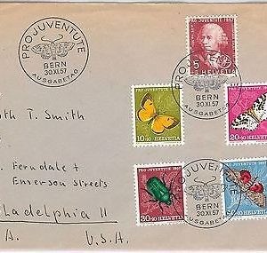 BUTTERFLIES Insects - SWITZERLAND - POSTAL HISTORY: FDC COVER Pro Juventute 1957