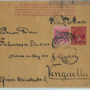 BK0255 - MOROCCO AGENCIES - POSTAL HISTORY: WRAPPER to ANGOLA Benguella 1890's