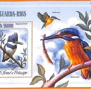 A6596 - SAO TOME & PRINCIPE, Error 2014, MISSPERF SOUVENIR S: Birds, Kingfishers