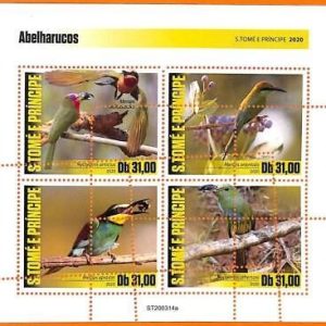 A6597 - SAO TOME & PRINCIPE, Error, 2020, MISSPERF MINIATURE S: Birds, Bee eater