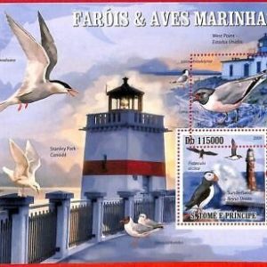A3304 - SAO TOME & PRINCIPE, ERROR MISSPERF Souvenir s: 2009, Lighthouses, Birds
