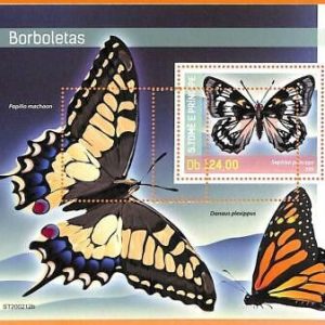 A6614 - SAO TOME & PRINCIPE, ERROR, 2020, MISSPERF SOUVENIR SHEET: Butterflies
