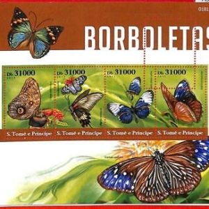 A3201 - SAO TOME & PRINCIPE, ERROR MISPERF, Miniature sheet: 2015, Butterflies